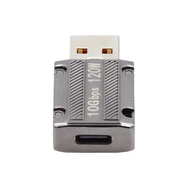 Alt view image 6 of 7 - Type-C USB C to USB 3.0 Connector 10Gbps Data 120W Power Adapter Alloy Shell Mecha Cyberpunk Style