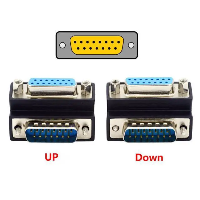 Alt view image 2 of 7 - DB15Pin Extension Adapter DSUB RS232 15Pin D-subminiature 90 Degree UP + Down Angled Connector