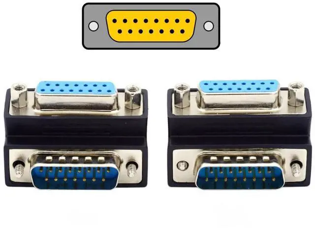 Main image of DB15Pin Extension Adapter DSUB RS232 15Pin D-subminiature 90 Degree UP + Down Angled Connector