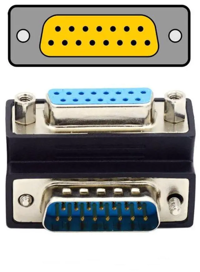 Main image of DSUB D-subminiature 15Pin Male to Female Down 90Degree Angled Extension Adapter DB Connector