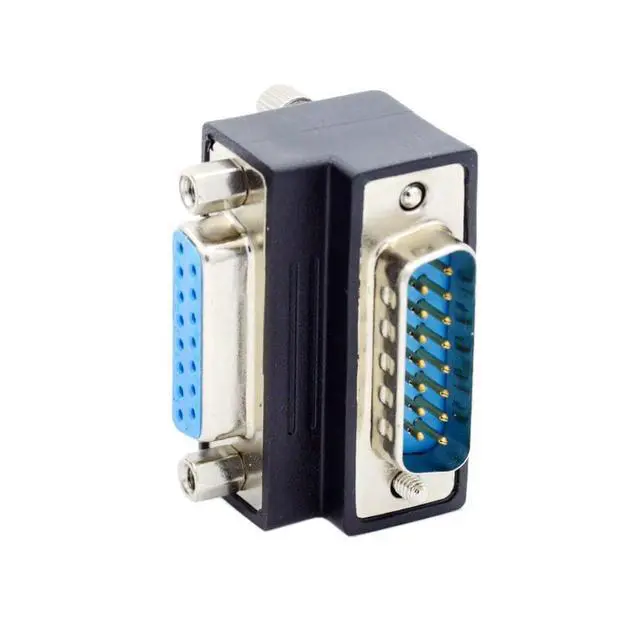Alt view image 5 of 7 - DSUB D-subminiature 15Pin Male to Female Down 90Degree Angled Extension Adapter DB Connector