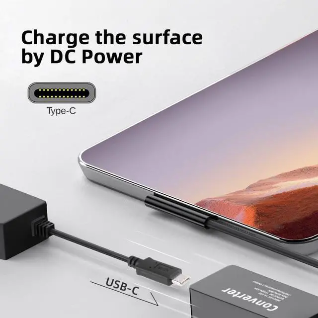 Alt view image 3 of 7 - Surface Charge Converter,USB Type C to Surface Pro3/4/5/6/7/8/9 Book Pro 65W DC 15V Charge Adapter