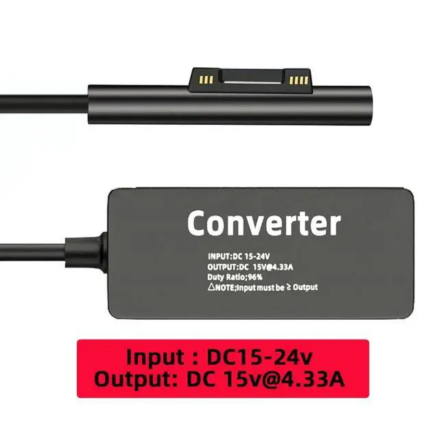 Alt view image 6 of 7 - Surface Charge Converter,Rectangle Power Thinpad X1 to Surface Pro3/4/5/6/7/8/9 Book Pro 65W DC 15V Charge Adapter