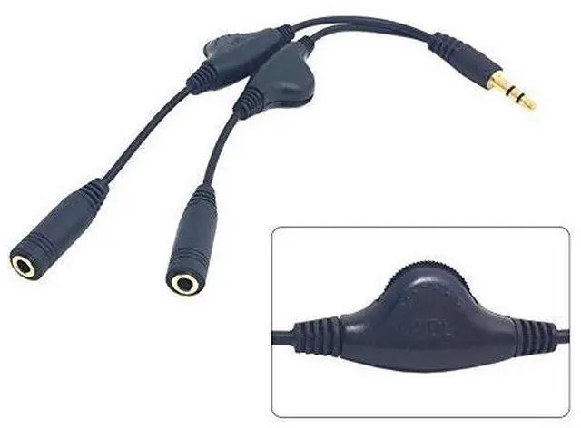 Alt view image 6 of 7 - 2PCS CY Black 3.5mm Stereo Male to Double 3.5mm Female Audio Headphone Y Splitter Cable with Volume Switch
