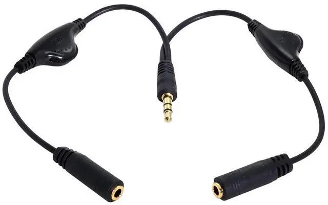 Alt view image 7 of 7 - 2PCS CY Black 3.5mm Stereo Male to Double 3.5mm Female Audio Headphone Y Splitter Cable with Volume Switch