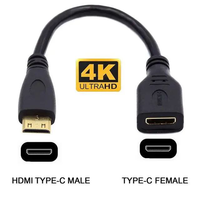 Alt view image 2 of 6 - Micro & Mini HDMI Male to HDMI 1.4 Female Ultra-HD Adapter 4K@60hz 4K Extension Cable 90 Degree Right Angled (Mini-HDMI Extension)