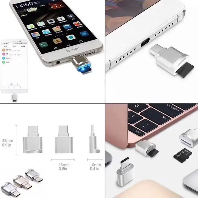 Alt view image 3 of 7 - CY USB-C USB 3.0 to Micro SD SDXC TF Card Portable Card Reader Adapter