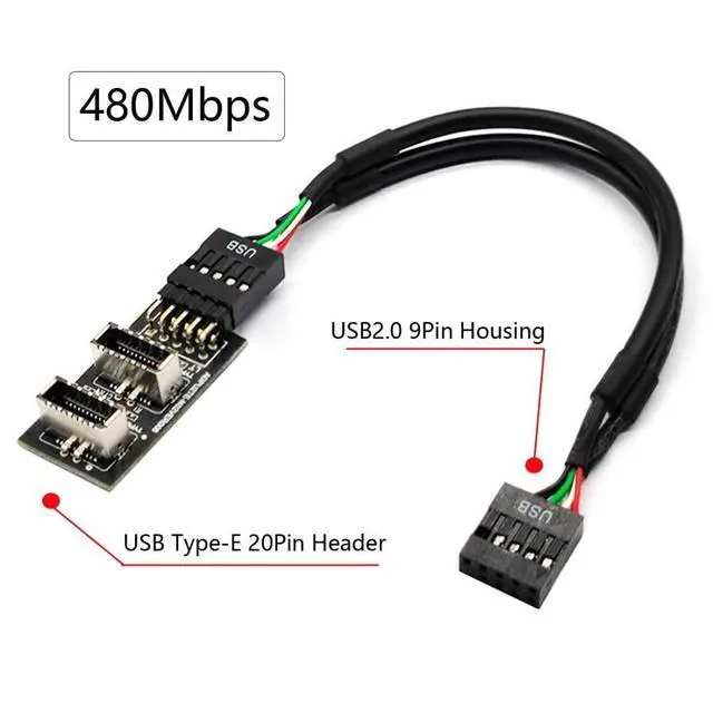 Alt view image 5 of 7 - USB 2.0 9Pin/10Pin 1 to 2 USB 3.1 Type E Female Front Panel Socket Mainboard Header Extension Adapter