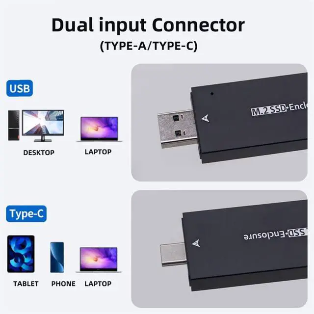Alt view image 5 of 7 - CY M.2 to USB Adapter,NVME M-Key M.2 NGFF SATA SSD to USB 3.0 Type A & Type C Combo PCBA Case 2280/2230/2242mm Adapter RTL9210B Chipset