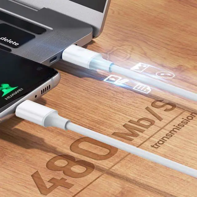 Alt view image 6 of 6 - USB C Cable,USB C Type C Male to Male USB 2.0 Version Data Cable Support PD 65W for Laptop & Phone White 2.0M