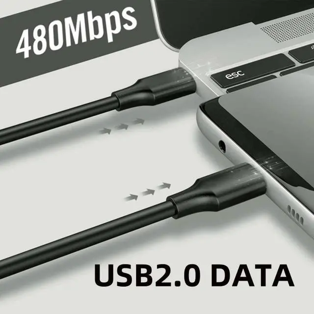 Alt view image 5 of 6 - Type-C USB C Cable,USB C Type C Male to Male USB 2.0 Version Data Cable Support PD 65W for Laptop & Phone Black 1.0M