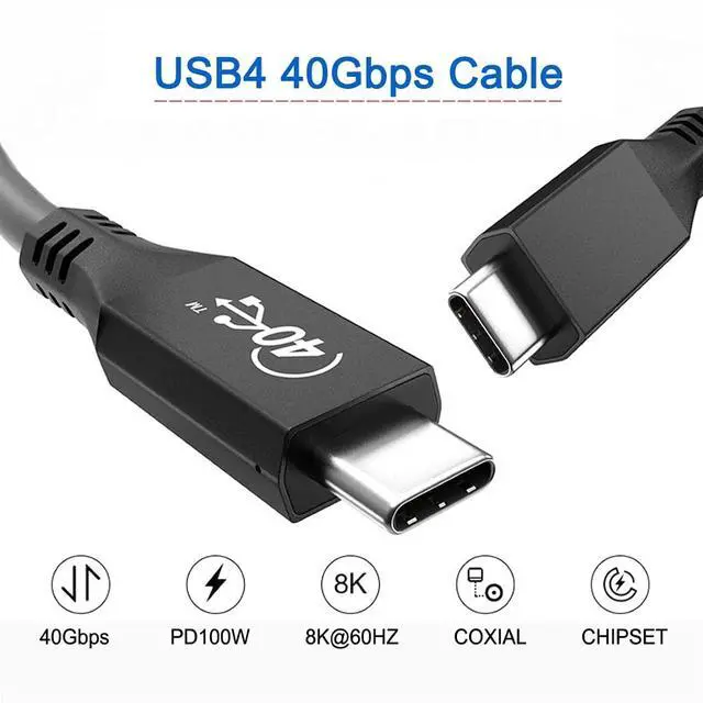 Alt view image 2 of 7 - CY USB-IF Certified USB4 USB4.0 USB-C Type-C Male to USB-C Type-C Male USB4 Cable 40Gbps with 100W Charging 0.8M