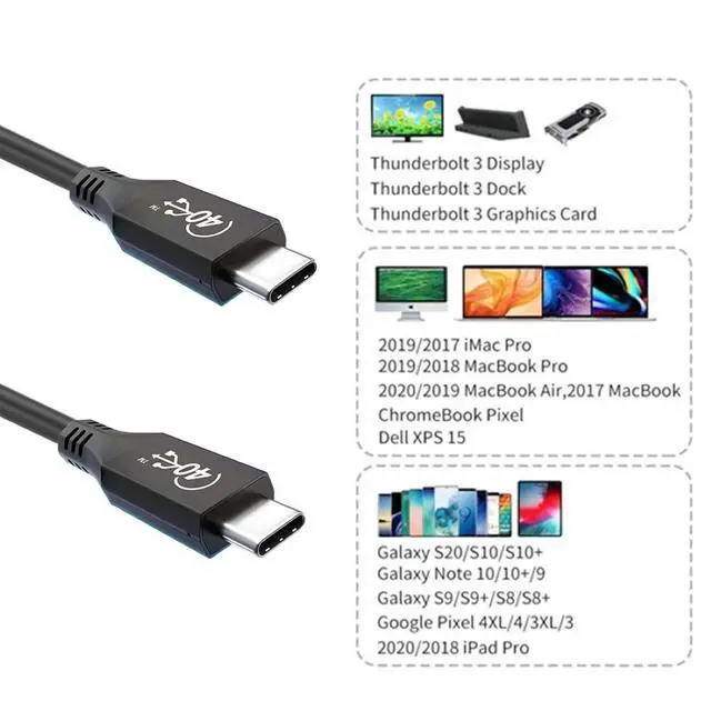 Alt view image 5 of 7 - CY USB-IF Certified USB4 USB4.0 USB-C Type-C Male to USB-C Type-C Male USB4 Cable 40Gbps with 100W Charging 0.8M