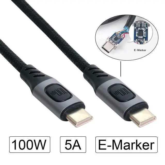 Alt view image 2 of 7 - USB-C Type-C Male to USB-C Male USB 2.0 Version Data Cable Support E-Marker PD 100W for Laptop & Phone 2.0M