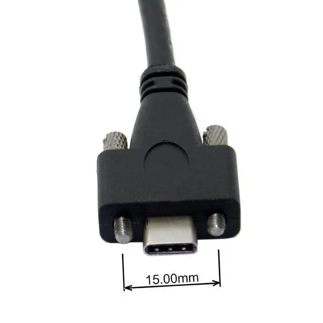 Alt view image 6 of 7 - Type-C USB 3.1 USB-C Male to Male Type-C USB 3.1 USB-C with M2 Screws Locking Panel Mount Type 10Gbps Data Cable 2.0M