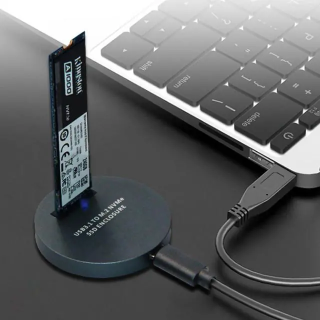 Alt view image 4 of 7 - M.2 NVME SSD Enclosure Reader,USB 3.1 Gen 2 10Gbps Desktop M.2 SSD Enclosure Adapter Aluminum Alloy Black