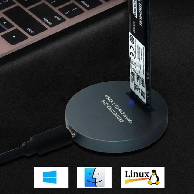 Alt view image 3 of 7 - M.2 NVME SSD Enclosure Reader,USB 3.1 Gen 2 10Gbps Desktop M.2 SSD Enclosure Adapter Aluminum Alloy Black