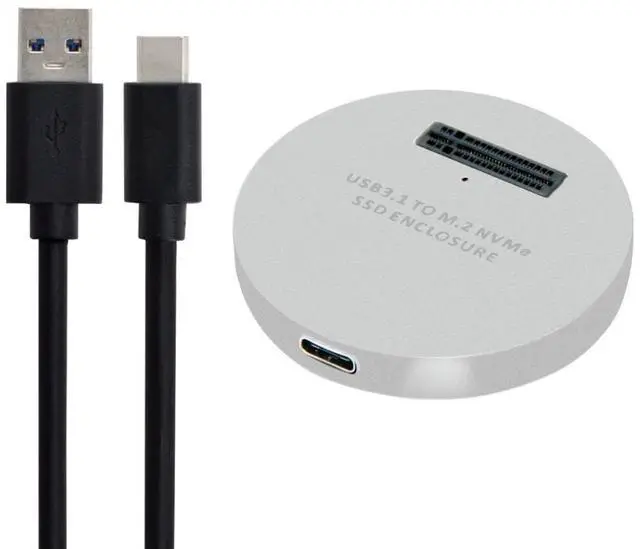 Main image of M.2 NVME SSD Enclosure Reader,USB 3.1 Gen 2 10Gbps Desktop M.2 SSD Enclosure Adapter Aluminum Alloy Silver
