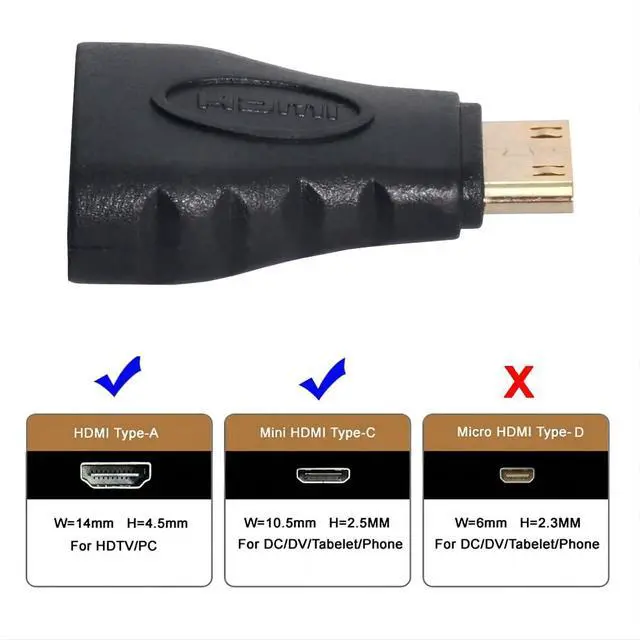 Alt view image 2 of 6 - Mini HDMI Male to HDMI Female Connector Adapter