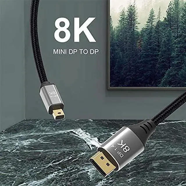 Alt view image 4 of 6 - 2m Mini DP to DP 4K 8K DisplayPort Cable for Video PC Laptop TV