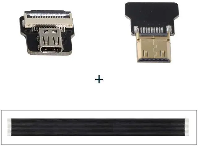 Alt view image 2 of 6 - CY Mini HDMI to Micro HDMI Cable CYFPV Mini HDMI Male to Micro HDMI Female Extension FPC Flat Cable 1080P for FPV HDTV Multicopter Aerial Photography