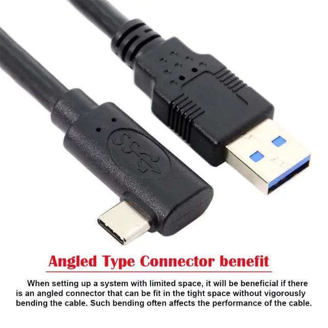 Alt view image 4 of 7 - CY Fit for Quest Link VR USB 3.1 Type-C Left Right Angled Type to Standard USB3.0 Data Cable 1.2M