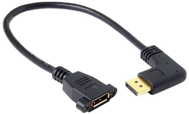 Main image of 4K DisplayPort Extension Cable 0.98FT, DisplayPort 1.2 Male to Female 90 Degree Right Angled Extension Cable with Screw Holes
