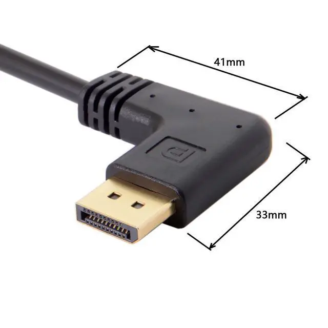 Alt view image 3 of 7 - 4K DisplayPort Extension Cable 0.98FT, DisplayPort 1.2 Male to Female 90 Degree Right Angled Extension Cable with Screw Holes