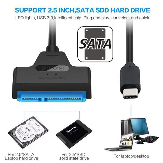 Alt view image 5 of 7 - SATA to USB Adapter,USB C to 2.5" SATA SSD/HDD Hard Drive Data Transfer External Converter Adapter Support UASP