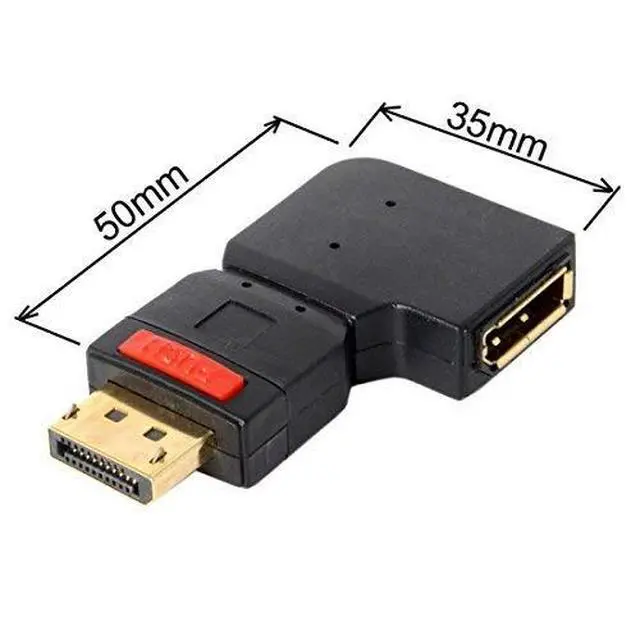 Alt view image 4 of 4 - 4K DP DisplayPort Male 90 Degree Left Angled to Female Extension Adapter Converter Black