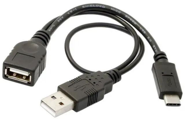 Main image of USB-C OTG Cable USB 3.1 Type-C to USB 2.0 OTG Data Cable with Extra USB Power 480Mbps Speed