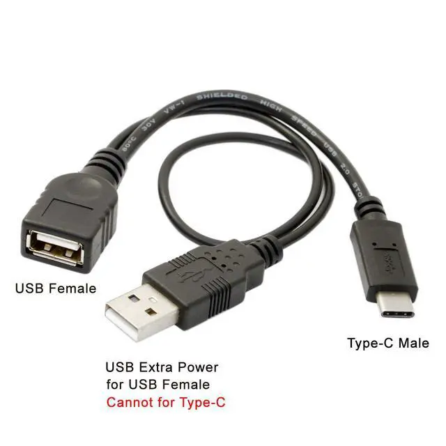 Alt view image 2 of 6 - USB-C OTG Cable USB 3.1 Type-C to USB 2.0 OTG Data Cable with Extra USB Power 480Mbps Speed