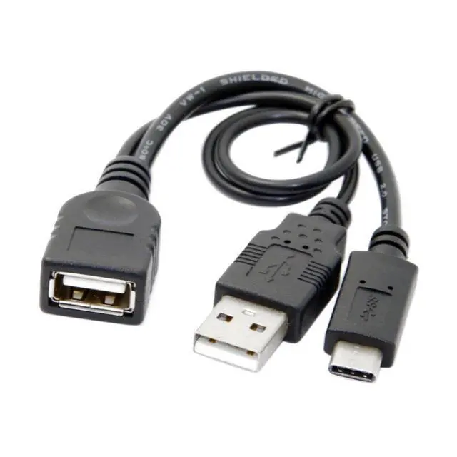 Alt view image 6 of 6 - USB-C OTG Cable USB 3.1 Type-C to USB 2.0 OTG Data Cable with Extra USB Power 480Mbps Speed