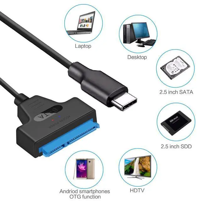 Alt view image 7 of 7 - SATA to USB Adapter,USB C to 2.5" SATA SSD/HDD Hard Drive Data Transfer External Converter Adapter Support UASP