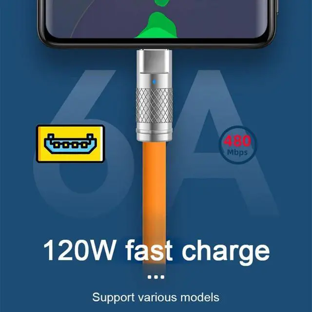 Alt view image 2 of 7 - USB to Micro USB Cable,USB 2.0 Male to Micro USB 5Pin Male Liquid Silicone Ultra Soft 120W Power Fast Charge Data Transfer Extension Cable 1.0M