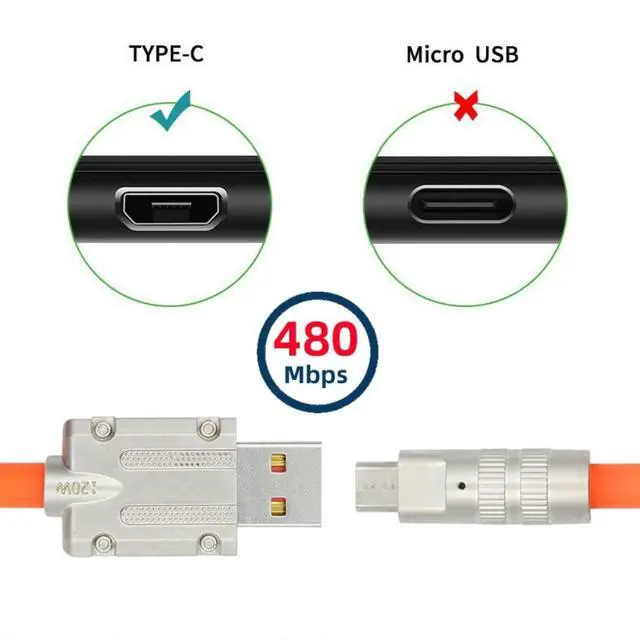 Alt view image 4 of 7 - USB to Micro USB Cable,USB 2.0 Male to Micro USB 5Pin Male Liquid Silicone Ultra Soft 120W Power Fast Charge Data Transfer Extension Cable 1.0M