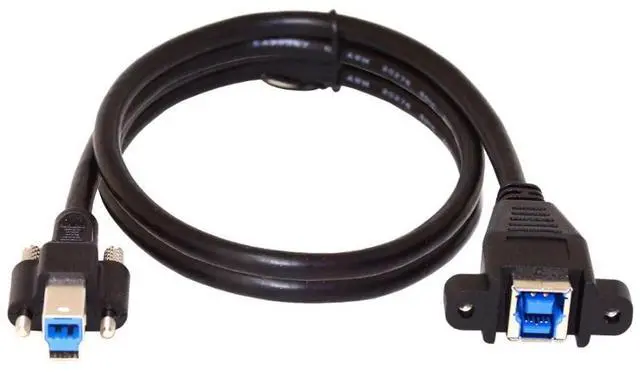 Alt view image 7 of 7 - USB 3.0 Type-B Male to Type-B Female Back Panel Mount Extension Data Cable for Industrial Camera Printer 0.5m