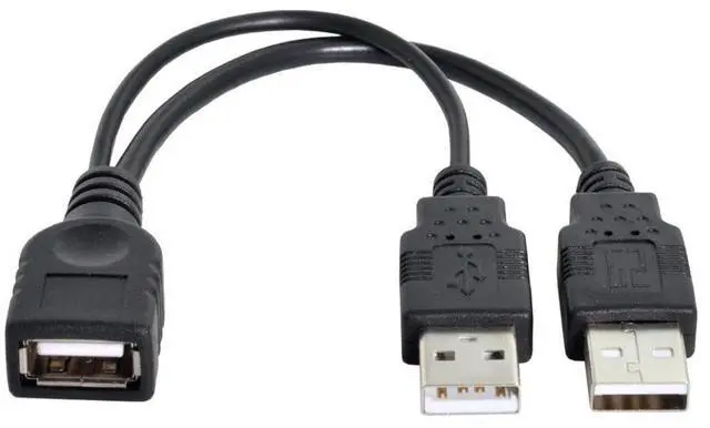 Main image of USB 2.0 Y Splitter Cable USB 2.0 Female to Male Data Charger Extension Cable with Auxiliary Power Supply Port