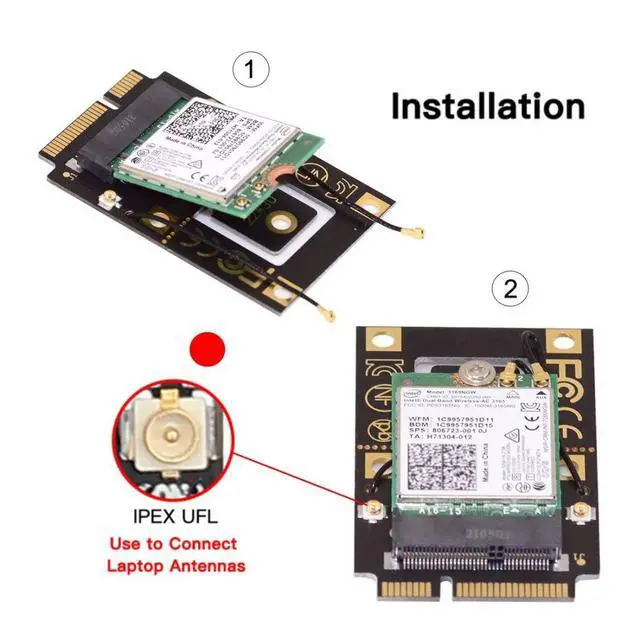 Alt view image 5 of 7 - M.2 Key-A NGFF to Mini PCI-E PCI Express Converter Adapter for 9260 8265 7260 WIFI6 WIFI7 AC Card