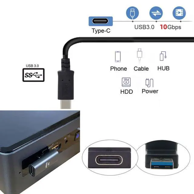 Alt view image 4 of 6 - USB C to USB Adapter,USB 3.0 Male to USB 3.1 Type C Female 90 Degree Left Angled Connector Adapter