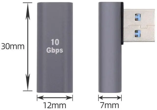 Alt view image 5 of 6 - USB C to USB Adapter,USB 3.0 Male to USB 3.1 Type C Female 90 Degree Left Angled Connector Adapter