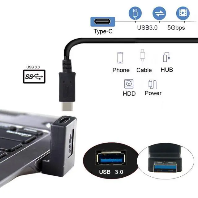Alt view image 4 of 6 - USB C to USB Adapter,USB 3.0 Male to USB 3.1 Type C Female 90 Degree Down Angled Connector Adapter