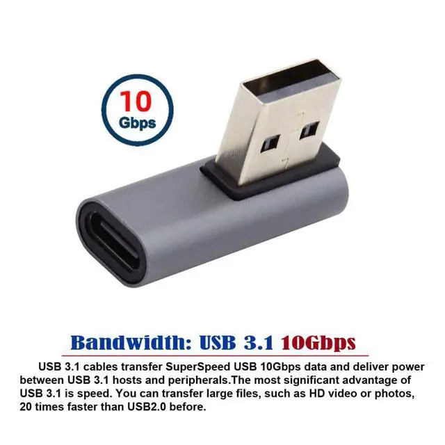 Alt view image 5 of 6 - USB C to USB Adapter,USB 3.0 Male to USB 3.1 Type C Female 90 Degree Right Angled Connector Adapter