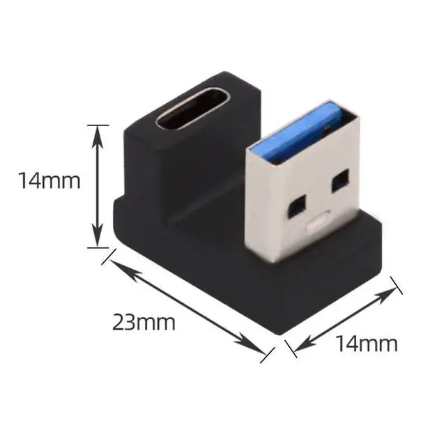 Alt view image 5 of 6 - USB C to USB Adapter,USB 3.0 Male to USB 3.1 Type C Female 180 Degree Down Angled Connector Adapter