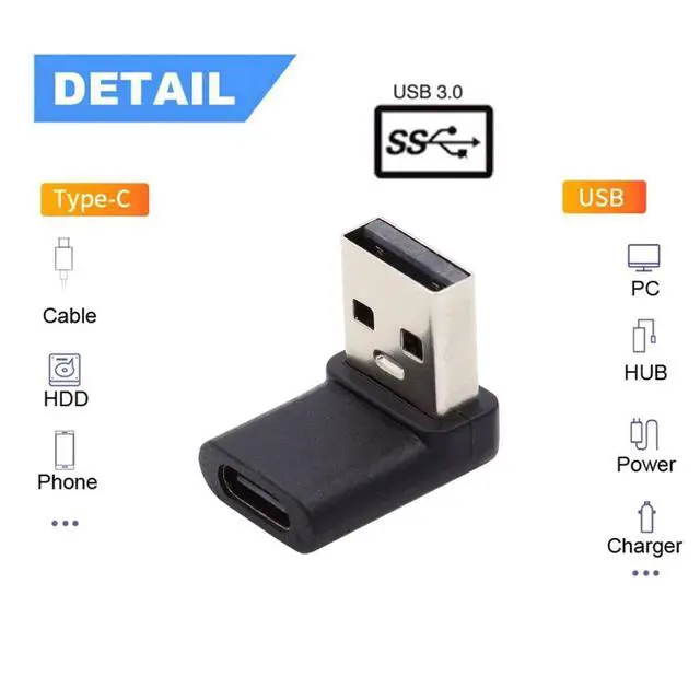 Alt view image 3 of 6 - CY USB C to USB Adapter,USB Type C Female to Type A Male Data Adapter 90 Degree UP Angled for Laptop Desktop