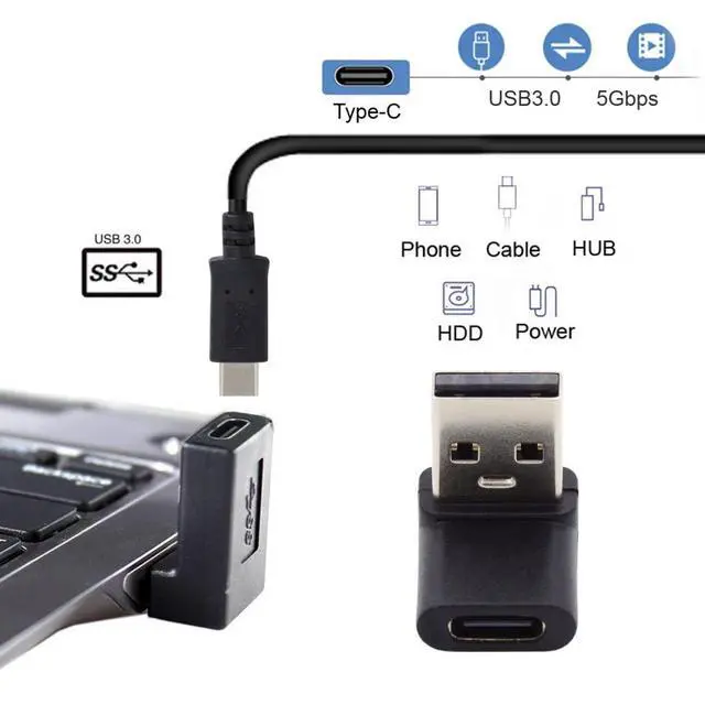 Alt view image 4 of 6 - CY USB C to USB Adapter,USB Type C Female to Type A Male Data Adapter 90 Degree UP Angled for Laptop Desktop