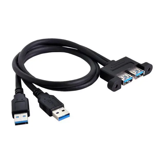 Alt view image 4 of 7 - USB 3.0 Front Panel Header 2 Male to 2 USB 3.0 Female Panel Port Extension Cable 0.5M with Panel Mount Holes