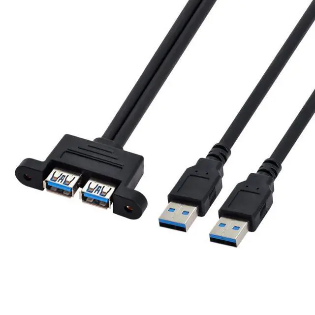 Alt view image 6 of 7 - USB 3.0 Front Panel Header 2 Male to 2 USB 3.0 Female Panel Port Extension Cable 0.5M with Panel Mount Holes