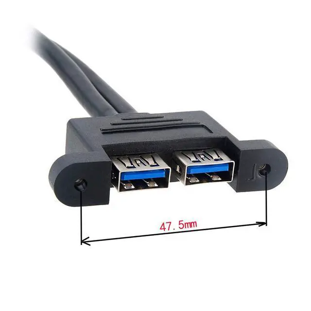 Alt view image 2 of 6 - USB 3.0 Front Panel Header 19/20Pin 1 Male to 2 USB 3.0 Female Panel Port Extension Cable 1.64ft with Panel Mount Screw