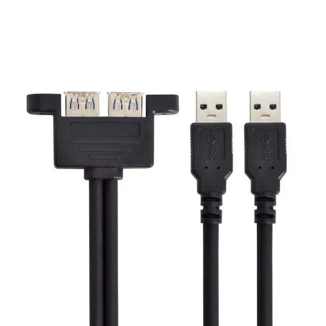 Alt view image 7 of 7 - USB 3.0 Front Panel Header 2 Male to 2 USB 3.0 Female Panel Port Extension Cable 0.5M with Panel Mount Holes